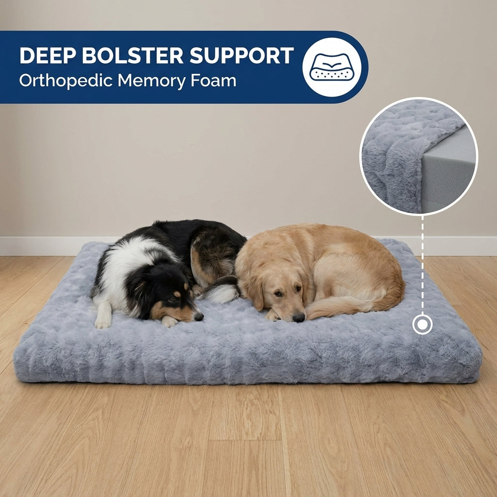 Waffled-Slab Cushion Orthopedic Dog Bed Mat